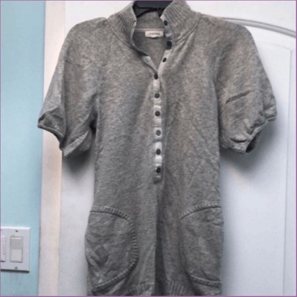 Gray Button-Up Mini Dress